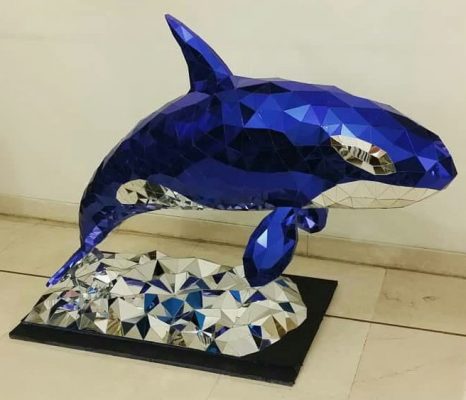 Blue Whale Mirror Sculpture3