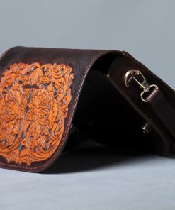 Engraved Cow Leather Shoulder Bag and Cow Crust 4