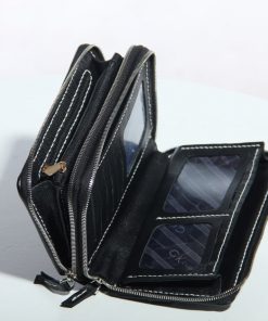 Round zipper Leather Wallet4