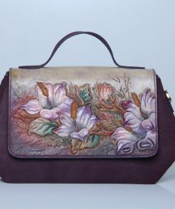 Women's bag's engraved cow leather and cowhide