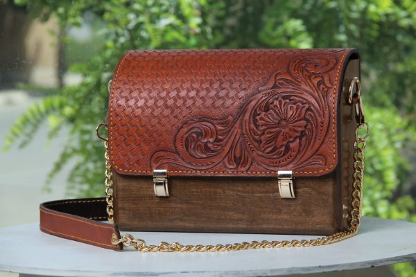 Wooden body bags engraved in Cow Leather 5